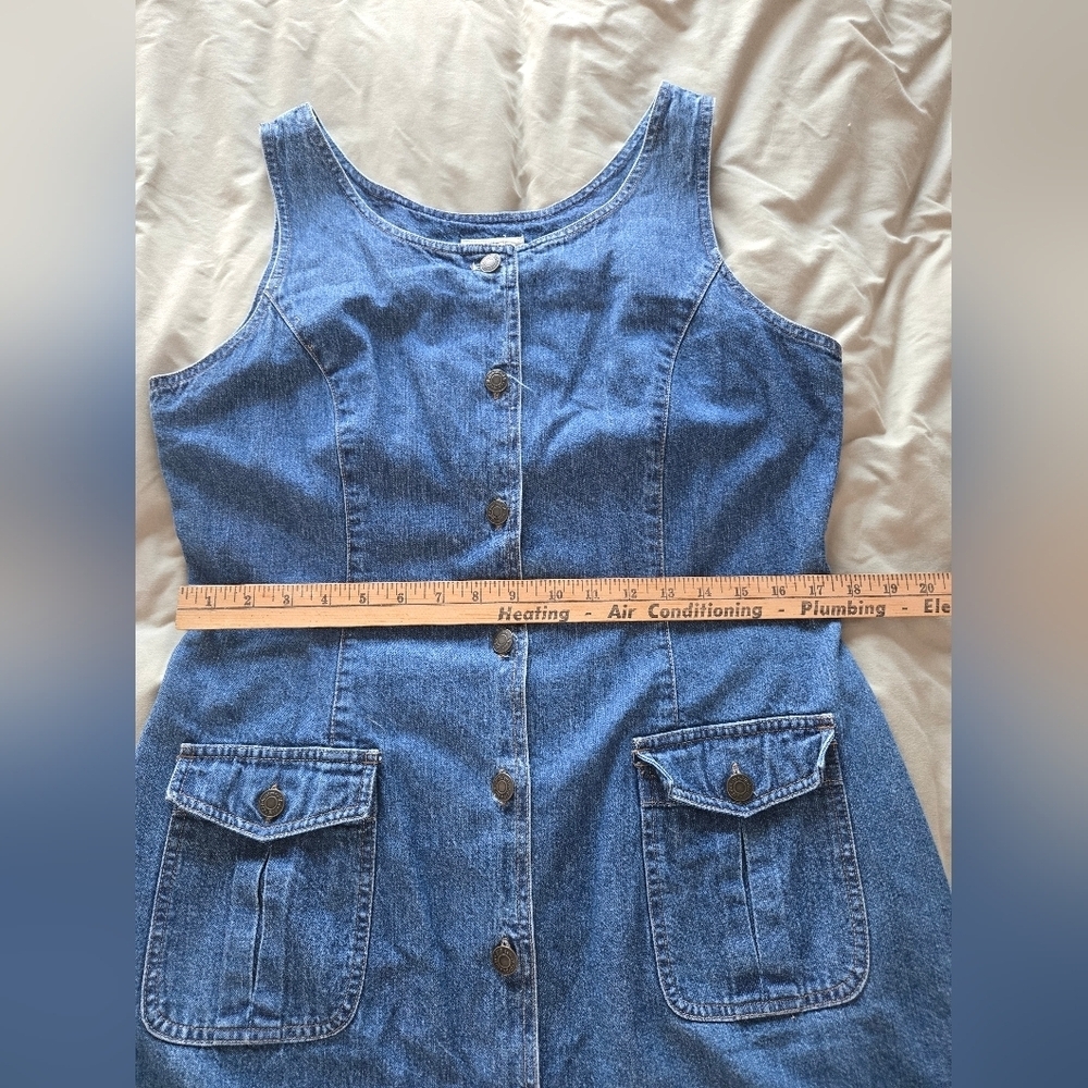 VTG St. Johns Bay Denim Button-Down Sleeveless Dress - Picture 4 of 6